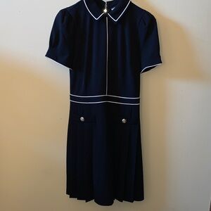 Karl Lagerfeld Black Midi Dress with White Piping